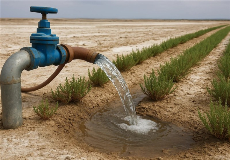 در برخی اراضی، امکان آبیاری با آب شور تصفیه شده وجود دارد.