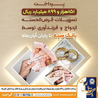 پرداخت ۱۵۱ هزار و ۸۹۹ میلیارد ریال تسهیلات قرض‌الحسنه ازدواج و فرزندآوری توسط بانک سپه تا پایان آبان‌ماه